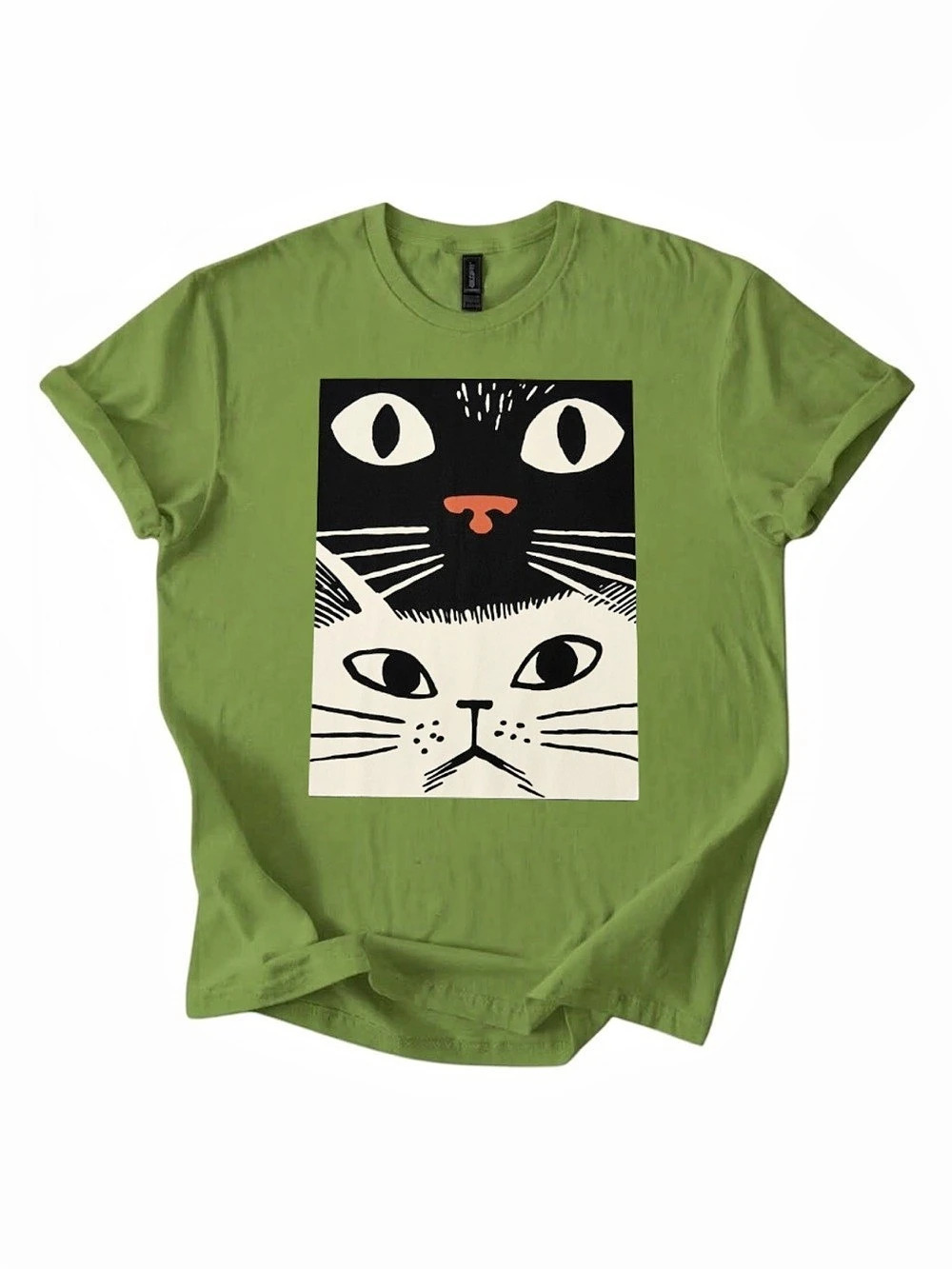 Gildan Graphic Cat Tee in Kiwi Green